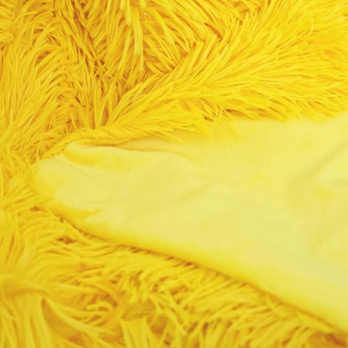Luxury Shaggy Throw Blanket, Long Pile Plush, Bright Yellow, Soft Decorative Throw for Couch Bed,Gift for Women(51"x63",Bright Yellow)