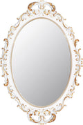 Vintage Decorative White Framed Mirror, Small Oval Wall Hanging Mirror - 9.6" W x 14.3" L (White)