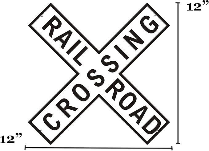 Rogue River Tactical Funny Metal Railroad Crossing XING Tin Sign, 12x12 Inch, Wall Décor