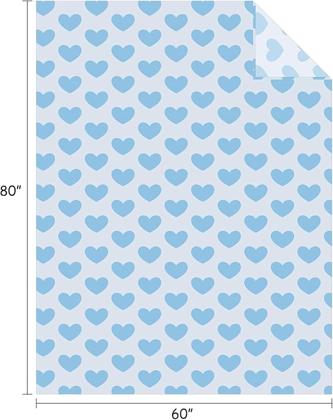 FY FIBER HOUSE Heart Flannel Throw Blanket Soft Cozy Blankets for Lover Gifts All Season Use, 60x80 Inches, Blue