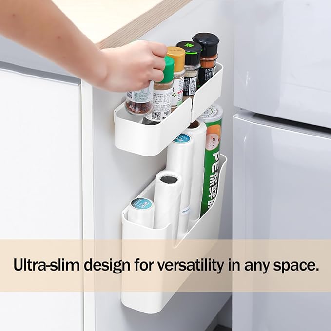 MORNITE Adhesive Cabinet Door Organizer Storage 4 Pack, Door Rack Shelves Holder for Sink Kitchen Bathroom RV Pantry Bedroom Closet Laundry Office, White