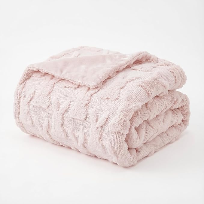 Horaldaily Easter Solid Blanket Throw, Pink Rabbits Soft Fuzzy Plush Faux Fur Cozy Blankets for Couch Sofa Bed Lounging, Ideal Gifts for Kids Adults Wife Self, 50x60