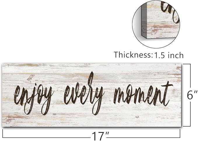 Inspirational Wall Art - Enjoy Every Moment - Sayings Quote Poster Motto Canvas Prints Motivational Home Wall Art Decor Sign 6" x17"