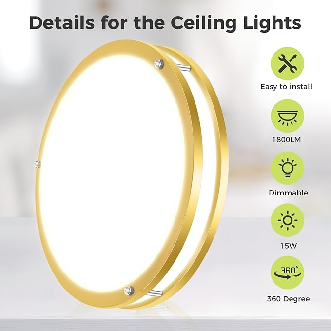 hepside 2 Pack Flush Mount Ceiling Light Fixture, Dimmable & 5CCT Ceiling Light Black, 10inch 15W 3000K 3500K 4000K 5000K 6500K Adjustable Ceiling Lamps for Kitchen Bathroom Bedroom Hallway