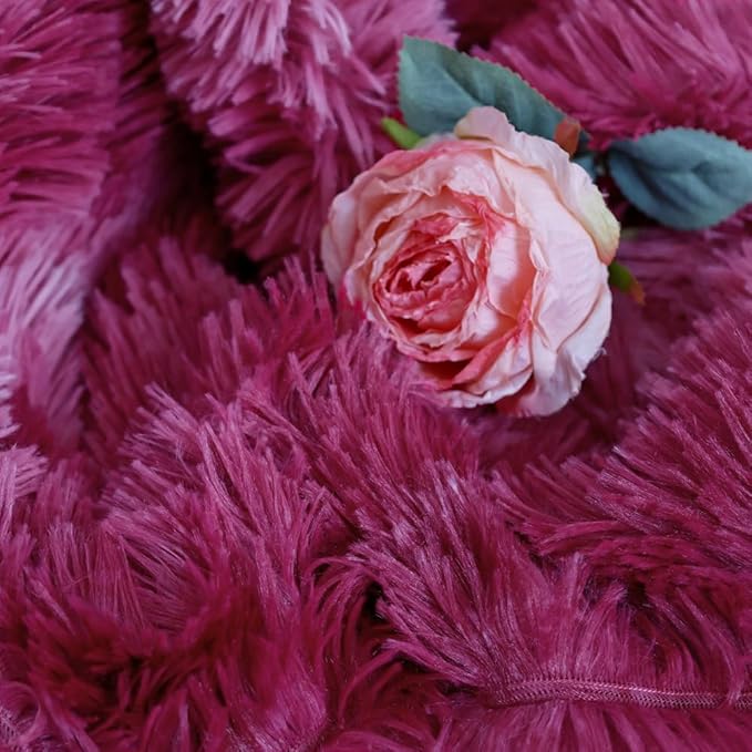 Plush Super Soft Blanket Bedding Sofa Cover Furry Fuzzy Fur Warm Throw Qulit Cozy Couch Blanket for Winter (Tie Dye Burgundy,63x79 Inches)