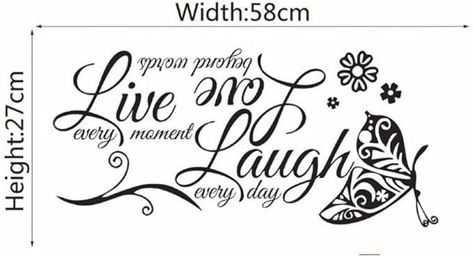 Live Every Moment, Laugh Every Day, Love Silent Wall Stickers, Family Inspirational Wall Stickers, Suitable for Baby Room, Living Room, Art Home Decoration Size 22.8" x 10.6"…