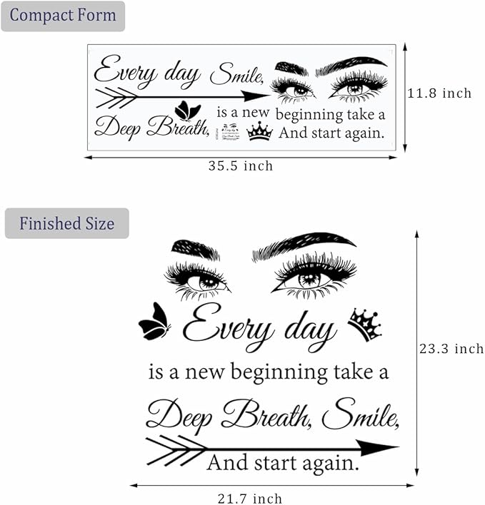 Motivational Wall Decal Quotes Every Day is a New Beginning Vinyl Wall Stickers Positive Word Letter Decals Inspirational Wall Sticker for Bedroom Living Room Bathroom Office Yoga Decor.