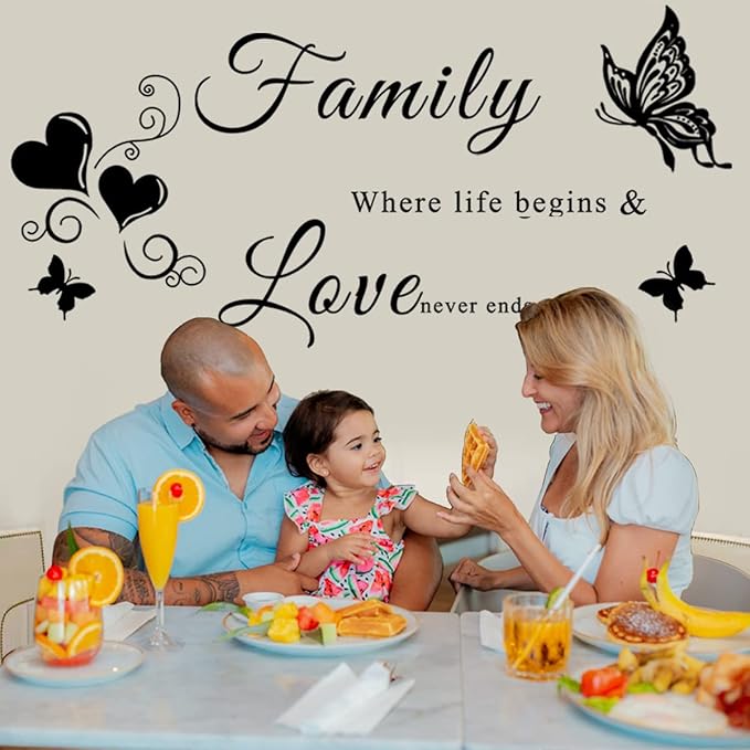Family Wall Sticker Decals: Inspirational Quote Vase Art Vinyl Lettering Saying for Living Room, Bedroom & Dining Room Decor