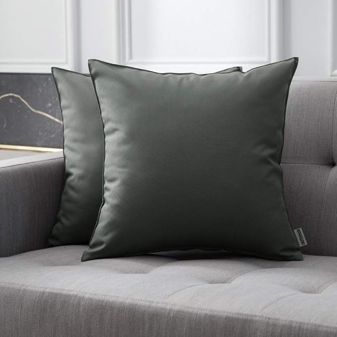 MIULEE Pack of 2 Decorative Outdoor Waterproof Pillow Covers Square Garden Cushion Sham Throw Pillowcase Shell for Spring Patio Tent Couch 20x20 Inch Dark Gray
