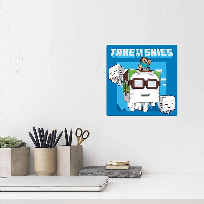 Open Road Brands Minecraft Ghast Take to the Skies Metal Wall Decor - Fun Minecraft Sign for Bedroom or Game Room