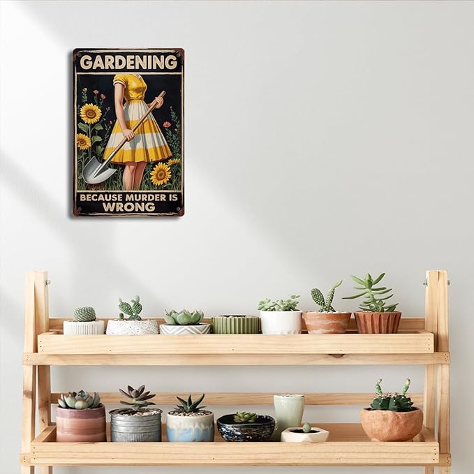 Cottagecore Garden Signs for Outside Decor Gifts Vintage Gardening Metal Tin Signs for Farm Home Garden Greenhouse Bedroom Yard Outdoor Decor 8X12 Inch