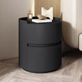 Round Nightstand,Bedside Table with 2 Solid Wood Storage Drawers,Modern Minimalist Bedroom Side Table,Leather Night Stands for Bedroom/Living Room,No Installation Required,End Table