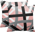 Emvency Set of 2 Throw Pillow Cover Soft Pink Black Stripes Grey White Design Retro Decorative Pillow Case Striped Home Decor Square 18x18 Inch Cushion Pillowcase