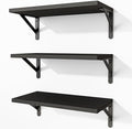 Fixwal Floating Shelves for Wall, Wood Wall Mounted Shelves for Bedroom, Bathroom, Living Room, Kitchen Storage and Decor(Black, Set of 3, 16.5 Inch)