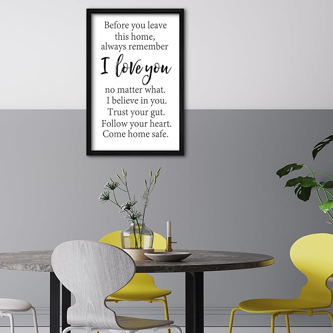 RLWangChao Before You Leave This Home Wall Decor Art 16"X11" I Love You Sign Inspirational Quotes Family Entryway Wood Framed Wall Hanging (Black)