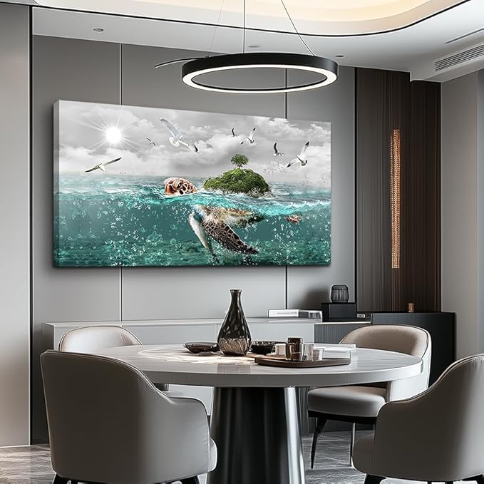 Canvas Wall Art For Living Room Large Size Wall Decor For Bedroom Artwork For Walls Pictures Sea Turtles Canvas Art Prints Bathroom Decoration Blue Ocean Paintings Ready To Hang Room Home Decorations