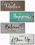 4 Pcs Office Decor For Women Motivational Wall Decor Rustic Inspirational Sign With Positive Sayings Wooden Hangings for Home Office Bathroom Bedroom Kitchen(Teal 10x4")