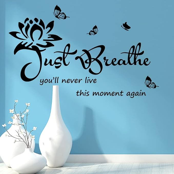 Vinyl Wall Stickers Wall Decor for Living Bedroom Room Yoga Relaxing Nursery House Wall Decals Quotes Inspirational Just Breathe Art Decor Home Decoration.