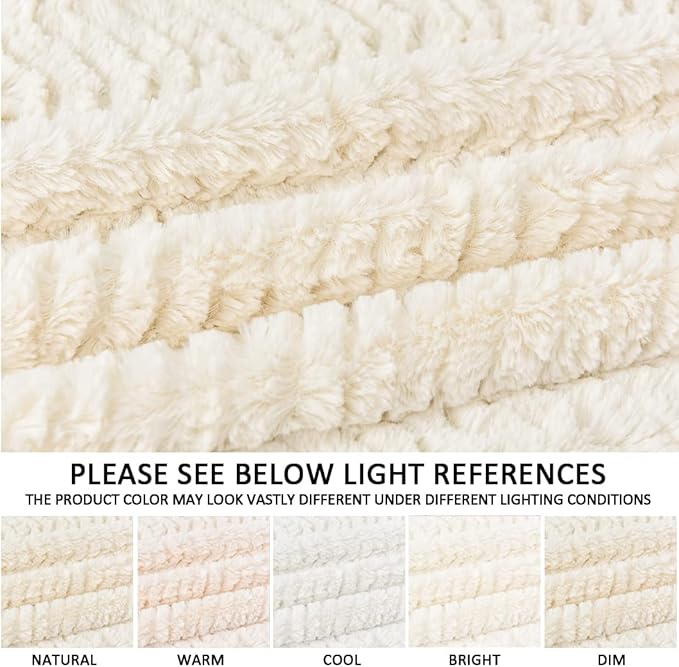 YUSOKI Luxury Faux Fur Blanket for Twin XL Bed 2 Layers,5.2lb,All Ages,Home Decoration Without Pillows(Ivory,63" x 90")
