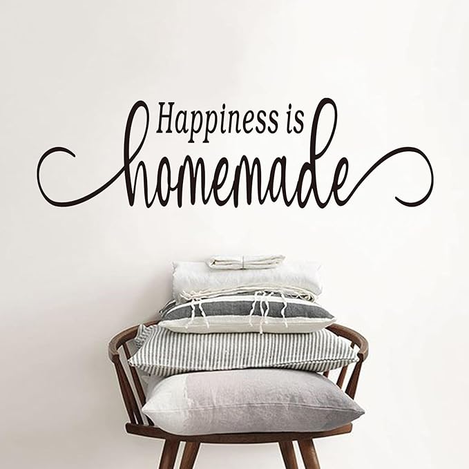 Family Wall Stickers for Living Room: Inspirational Home Quotes Vinyl Art Wall Decals for Kitchen Dining Room Bedroom Bathroom Apartment - Happiness is Homemade 35" X 9.8"