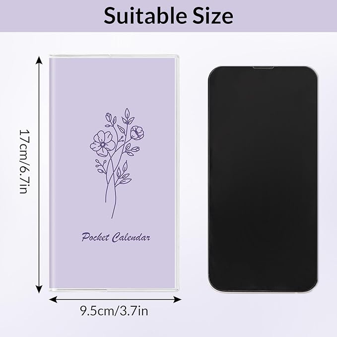 Pocket Calendar 2026-2027, Pocket Planner 2026-3.7" x 6.7" - Runs from January 2026 Until December 2027, Monthly Planner 2026-2027 with PVC Cover for Planning, Purple