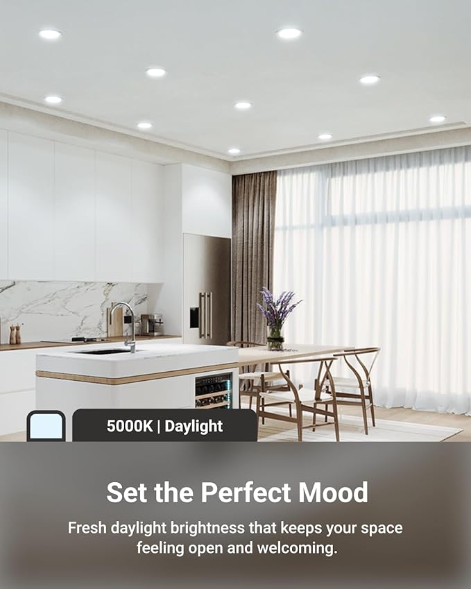 Sunco 12 Pack 4 Inch LED Recessed Lights, Slim Canless Ceiling Lighting, 650 LM, 10W (60W Equivalent), 5000K Daylight, Dimmable, Wafer Thin, Ultra Thin with Junction Box ETL