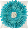 OiseauVoler 3D Sunflower Throw Pillow Cover Decorative Handmade Pillowcases for Couch Farmhouse Living Room Decoration 18x18 Inch Teal Blue