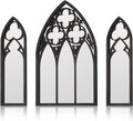 BOUMUSOE 3 Pack Gothic Mirrors, Cathedral Arch Frame, Tiny Gothic Room Decor - 9.8 inches Spooky Decorative Rustic Wall Hanging for Bedroom & Bathroom