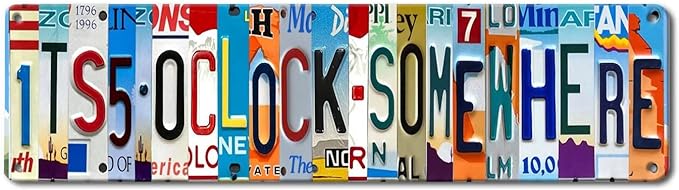 Bar Signs For Home Bar Decor Its 5 O'Clock Somewhere Funny Metal Tin Sign Outdoor Bar Accessories Vintage Surfboard Street Signs For Bedroom Wall Garage Decor It'S Five O'Clock Now Sign 4x16 Inch