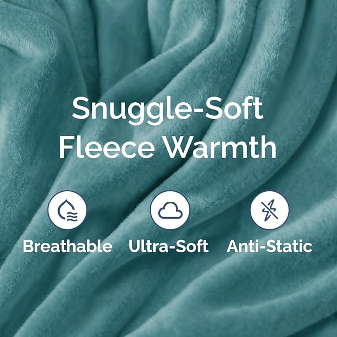 Ultra Soft Fleece Blanket King Size - Flannel Fleece Luxury King Blanket - Lightweight for Couch Bed Chair - Thick, Warm & Breathable - All Season Cozy Fuzzy, Anti-Static Microplush Bedding, Turqoise