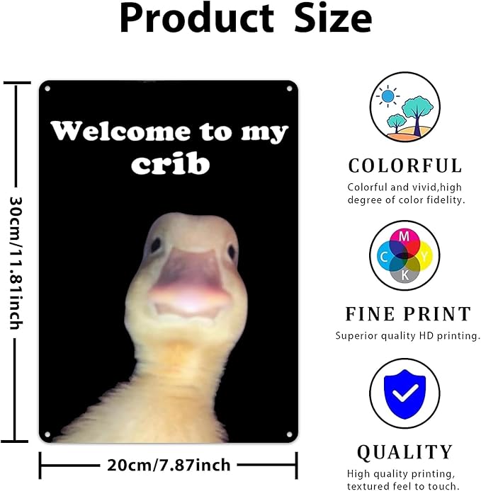 Welcome to My Crib Tin Sign for Teen Girls Boy, Bedroom/Gaming Room Bar Cave Door Decor, Dorm Wall Accessories Cool Things, Funny Metal Tin Signs Funny Decor Cute Thing 12 x 8 Inch