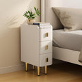 AQIMUELE Narrow Nightstand with Drawers, Narrow Side Table Leather, Small Bedside Tables for Bedroom. (White)