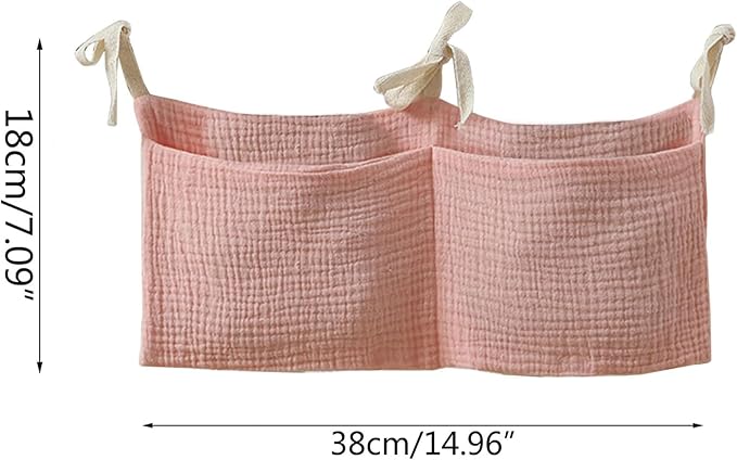 Bedside pouch for storing baby bottles and blankets - Bedside storage bag for organizing baby diapers - Pink