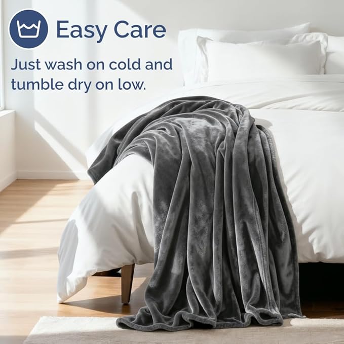 Ultra Soft Fleece Blanket Throw Size - Flannel Fleece Luxury Throw Blanket - Lightweight for Couch Bed Chair - Thick, Warm and Breathable - All Season Cozy Anti-Static Microplush Bedding, Dark Grey