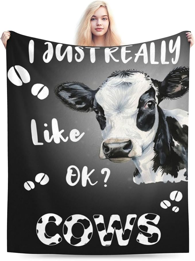 Cow Throw Blanket - Soft Plush Fleece Farm Animal Bedding Blankets- Cozy Cow Print Stuff Gifts for Women Girls Kids Adults 60"X80"