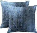 Luxurious Decorative Throw Pillow Covers, Blue Abstract Pattern, Set of 2, Square Cushion Cases for Home Decor，18x18 Pillows Linen Pillowcase
