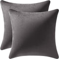 DEZENE Euro Sham Covers 26x26 Dark-Grey: Pack of 2 Cozy Soft Velvet Square Modern Luxury Decorative Throw Pillow Cases for Sofa Couch Living Room Bed Home Decor