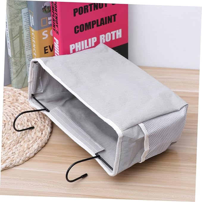 Luxshiny 1Pc Felt Fabric Bedside Storage Bag Organizer Grey Hanging Container for Dorm Car Bed Rails for Phone Snacks Books Chargers Versatile Storage