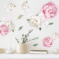 Peony Watercolor Wall Decals (Pink and White Watercolor) - Spring Decor Flowers Decals for Wall - Botanical Bedroom Sticker Girls - Floral Peonies Pink Botanical Stickers Bedroom Nursery w/test Sample