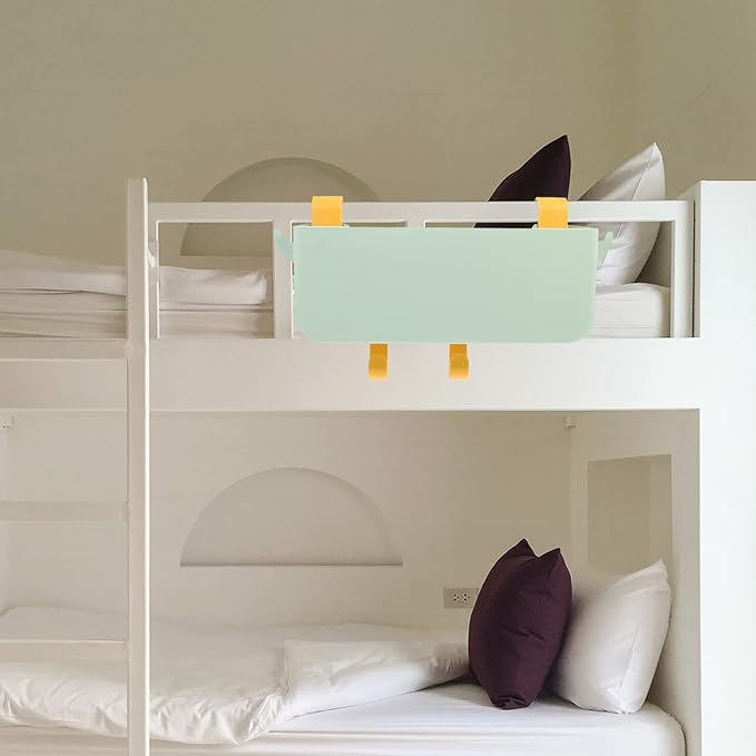 Zerodeko Hanging Bedside Organizer Storage Box with Detachable Hooks - Multi-Purpose Storage Caddy for Phones Glasses and Essentials - Space Saving Bed Headboard Shelf for Dorms and Small Rooms