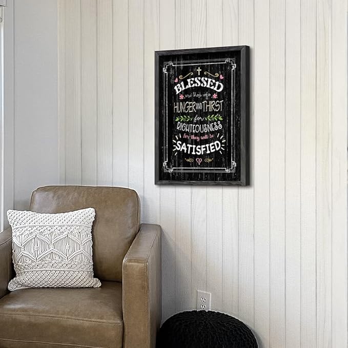 Rustic Christian Wall Art Decor: Bible Verse Wooden Framed Picture Religious Scripture Quote Print Inspirational Lord Sign Artwork Decoration for Farmhouse Living Room Bedroom Home