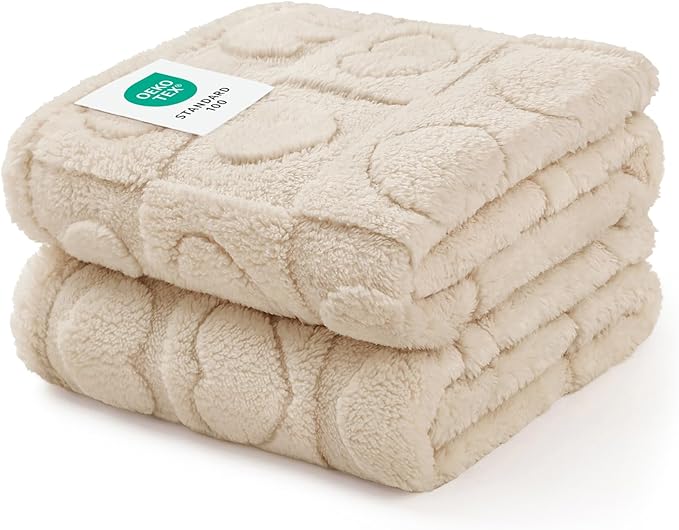 Luciphia 1 Pack 2 Small Dog Blanket Washable Pet Bed Cover Soft Fluffy Puppy Blanket with Premium Fleece 300GSM Cozy Calming Cat Blankets for Indoor Cats Beige 30x20 inch