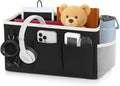 Bedside Caddy Organizer Hanging Storage Bag with Pockets for Books, Magazines, Phone, Tablet & Water Bottle – Bedside Storage for Dorm, Bunk Beds, Hospital Beds & Cribs, Black