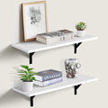 Heavy Duty Long Wall Shelves Set of 2, Floating Shelves Wall Mounted with Industrial Brackets, 40lbs Capacity Shelves for Laundry Room, Kitchen, Bathroom, Living Room (24"*8",White)