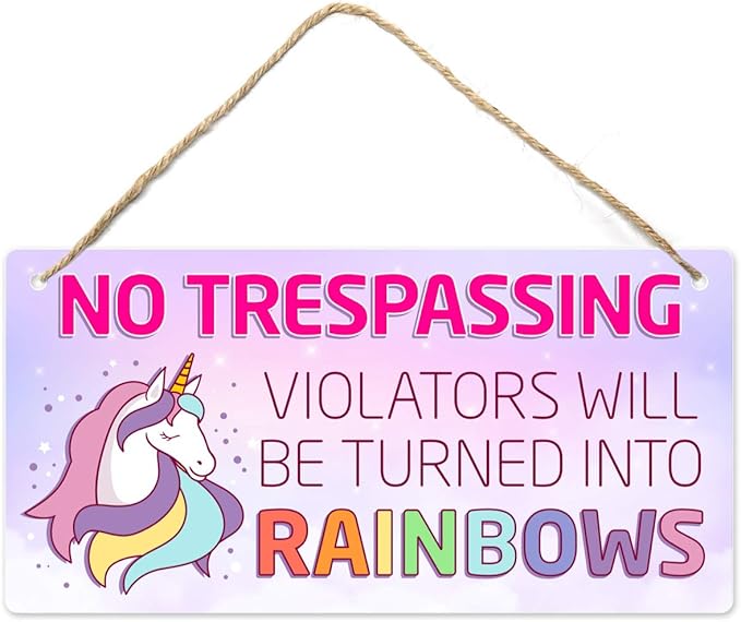 Unicorn Decor for Girls Room, Decorations For Bedroom, 12″x6″ PVC Plastic Decoration Hanging Sign, High Precision Printing, Water Proof