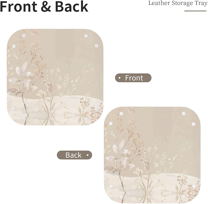Leather Storage Tray for Bedside Table, Desk, Dressing Table, and More - Easy to Clean Small Silver and White Powder Printing