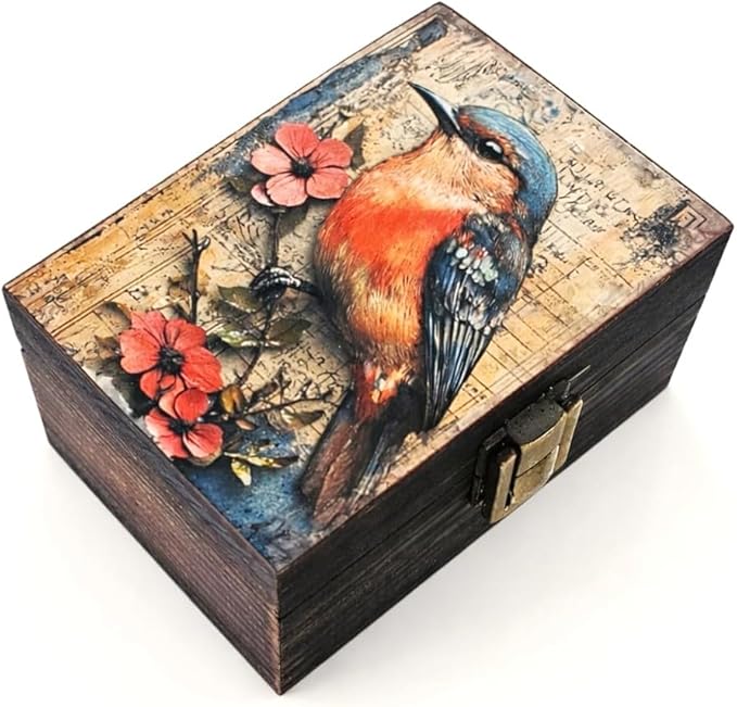 RK Collections Robin Trinket Box I bird Jewelry Keepsake Box I Robin Lovers Gift Idea For Animals (4x2.75)