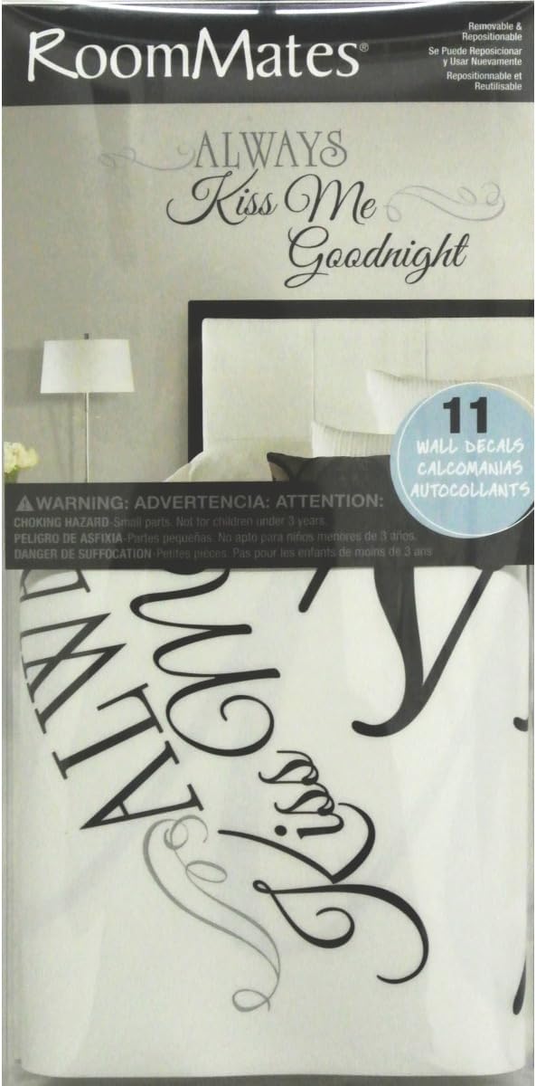 RoomMates RMK2084SCS Always Kiss Me Goodnight Black Quote Peel and Stick Wall Decals