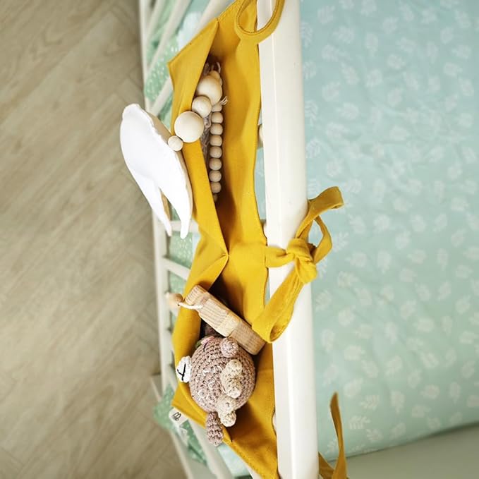 Baby Bedside Hanging Storage Bag - 2-Pocket Bedside Storage with High Capacity for Diapers & Essentials, Space-Saving Hanging Nursery Organizer 5 Colors Available (Ginger)