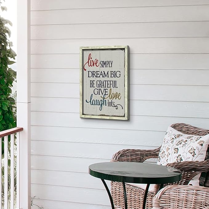 Inspirational Wall Decor Wood Art: Motivational Quotes Framed Picture Rustic Positive Sayings Print Encouraging Signs Painting for Farmhouse Bedroom Living Room Home
